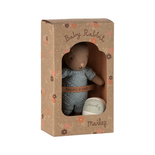 Maileg Baby Rabbit Micro Set- Brown/Blue