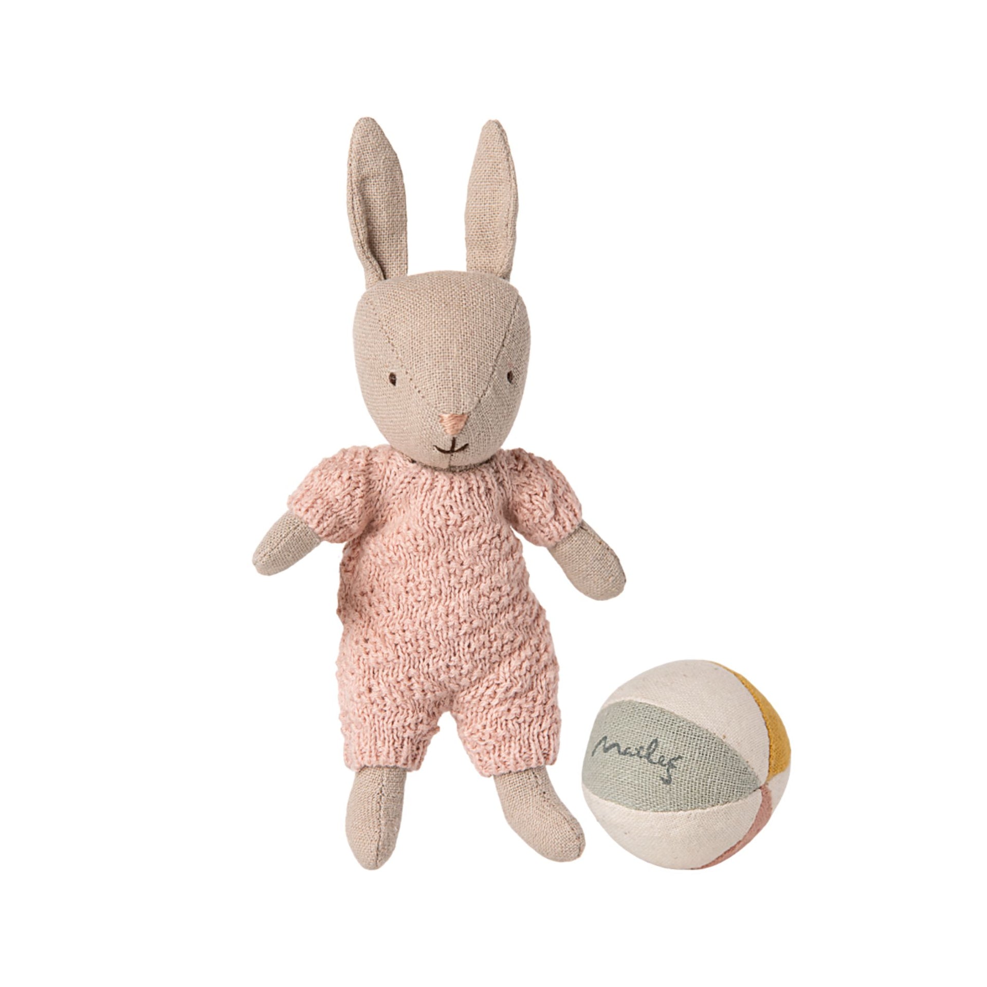 Maileg Baby Rabbit Micro Set - Sand/Rose