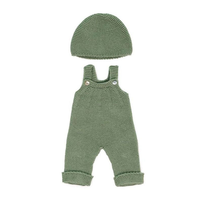 Doll Knitted Overall & Beanie Hat 38cm