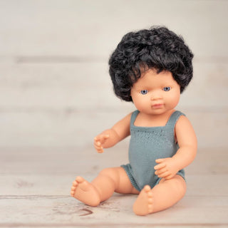 Miniland Black Haired Boy Doll - Poplar 38cm