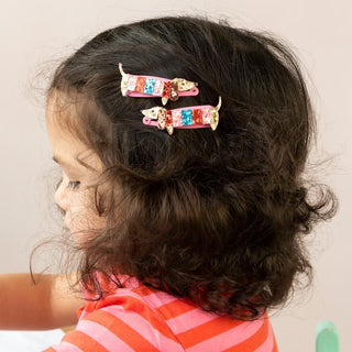 Rex London Sausage Dog Glitter Hair Clips