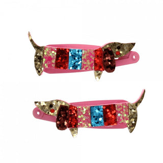 Rex London Sausage Dog Glitter Hair Clips