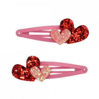 Rex London Love Hearts Glitter Hair Clips