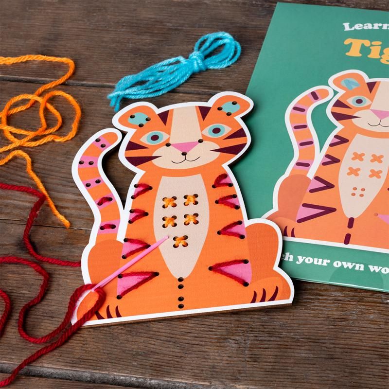 Rex London - Learn To Sew Wooden Hand-Stitch Set Tiger