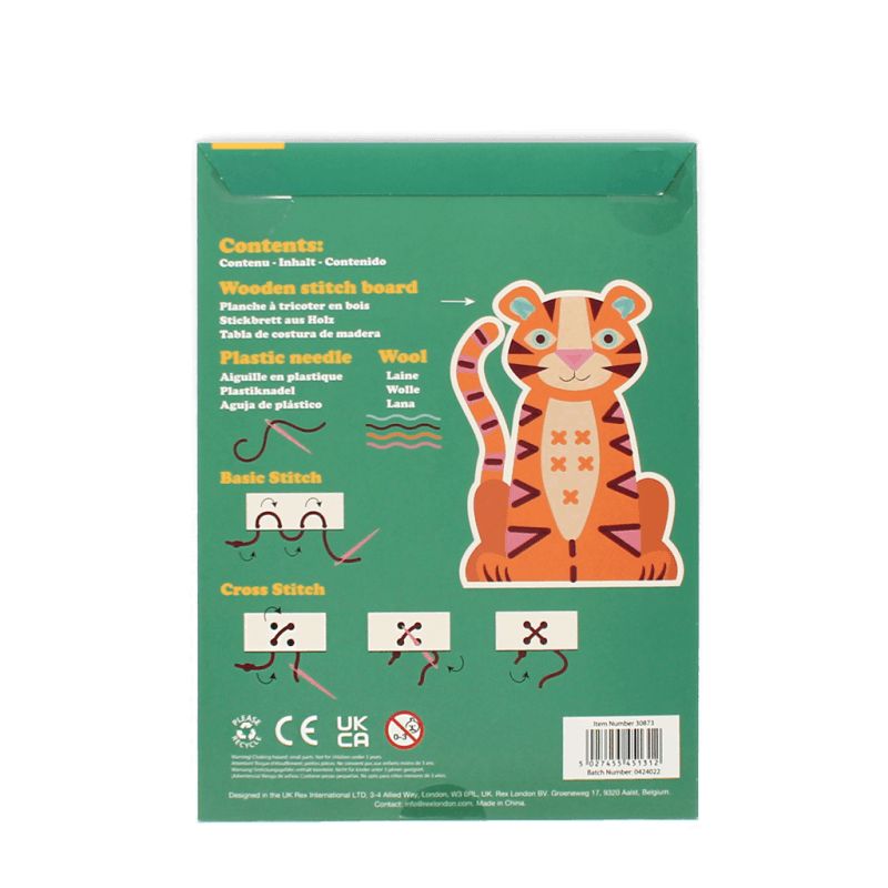 Rex London - Learn To Sew Wooden Hand-Stitch Set Tiger