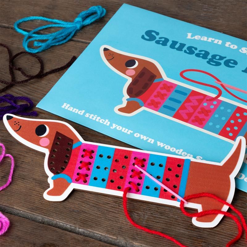 Rex London - Learn To Sew Wooden Hand-Stitch Set Sausage Dog