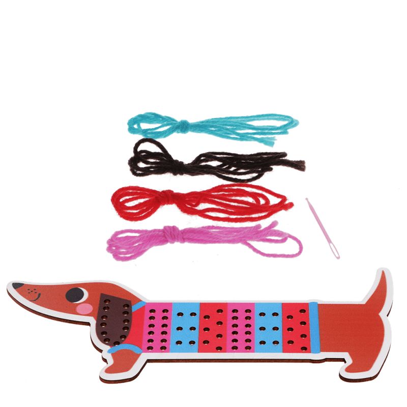 Rex London - Learn To Sew Wooden Hand-Stitch Set Sausage Dog