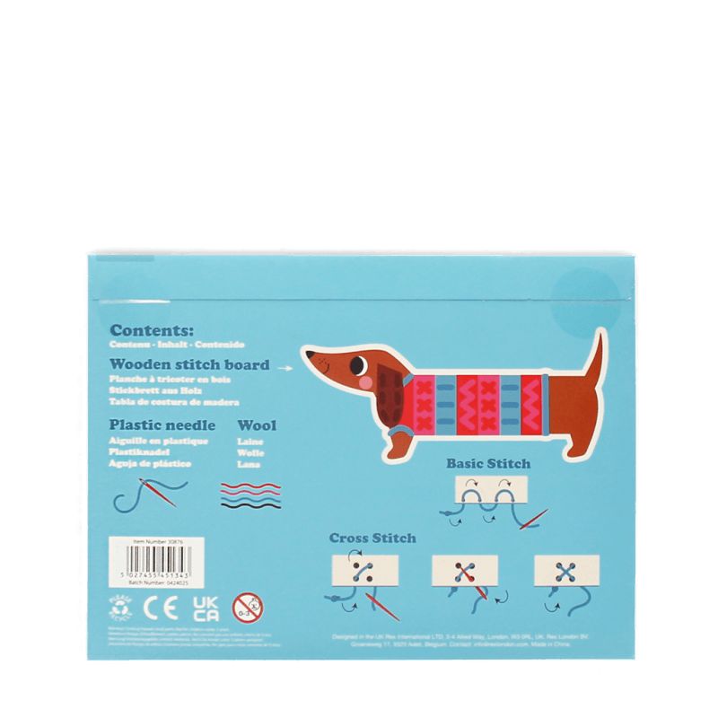 Rex London - Learn To Sew Wooden Hand-Stitch Set Sausage Dog