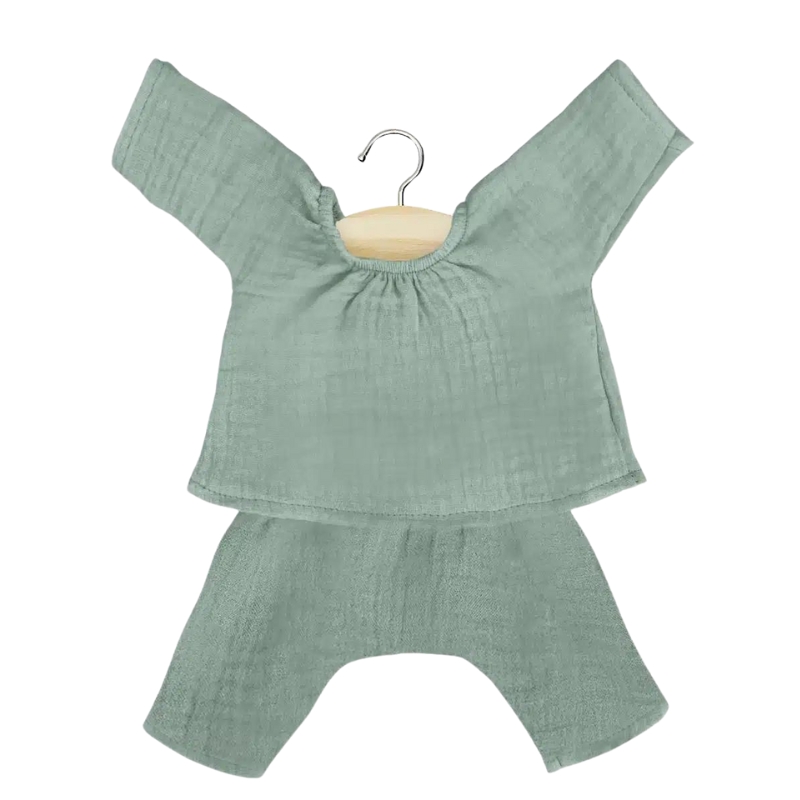 Minikane Jana Set in Baltic Green Cotton Gauze - 34cm