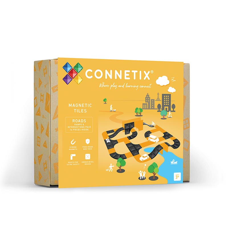 Connetix Tiles - 16 Piece Roads Ramps and Intersections Pack