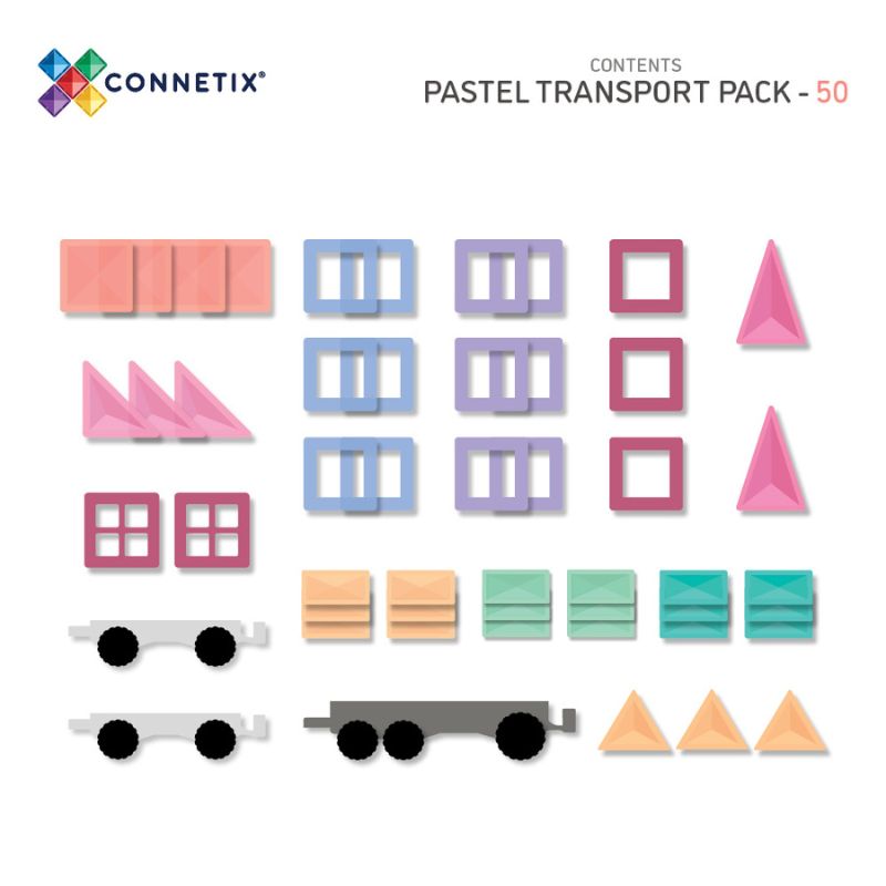 Connetix Tiles - 50 Piece Pastel Transport Pack