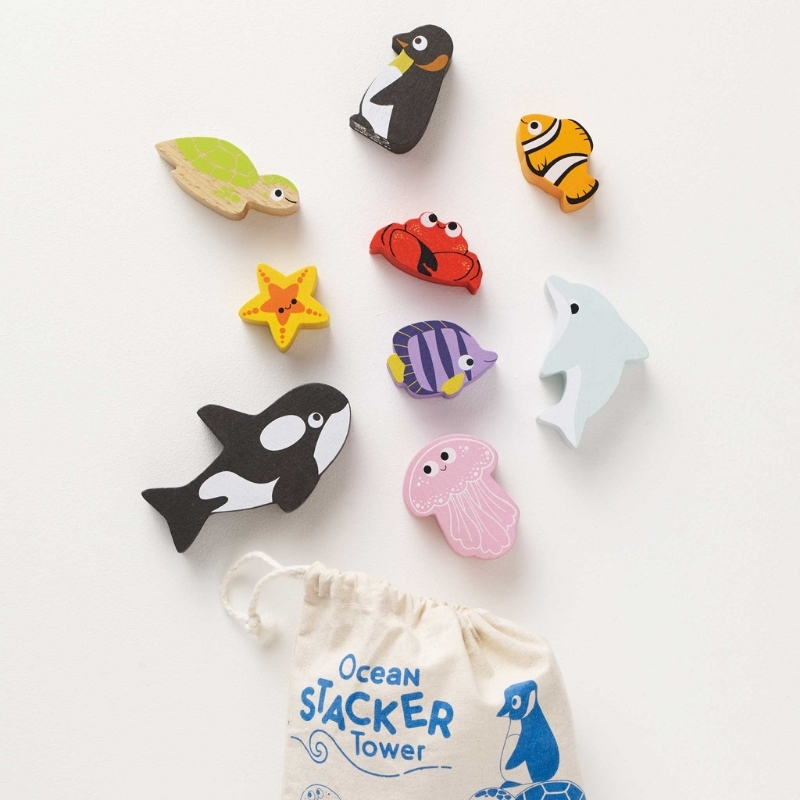 Le Toy Van Ocean Stacking Animals & Bag