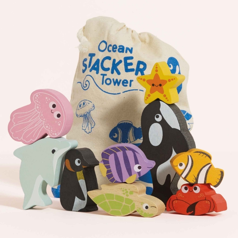 Le Toy Van Ocean Stacking Animals & Bag