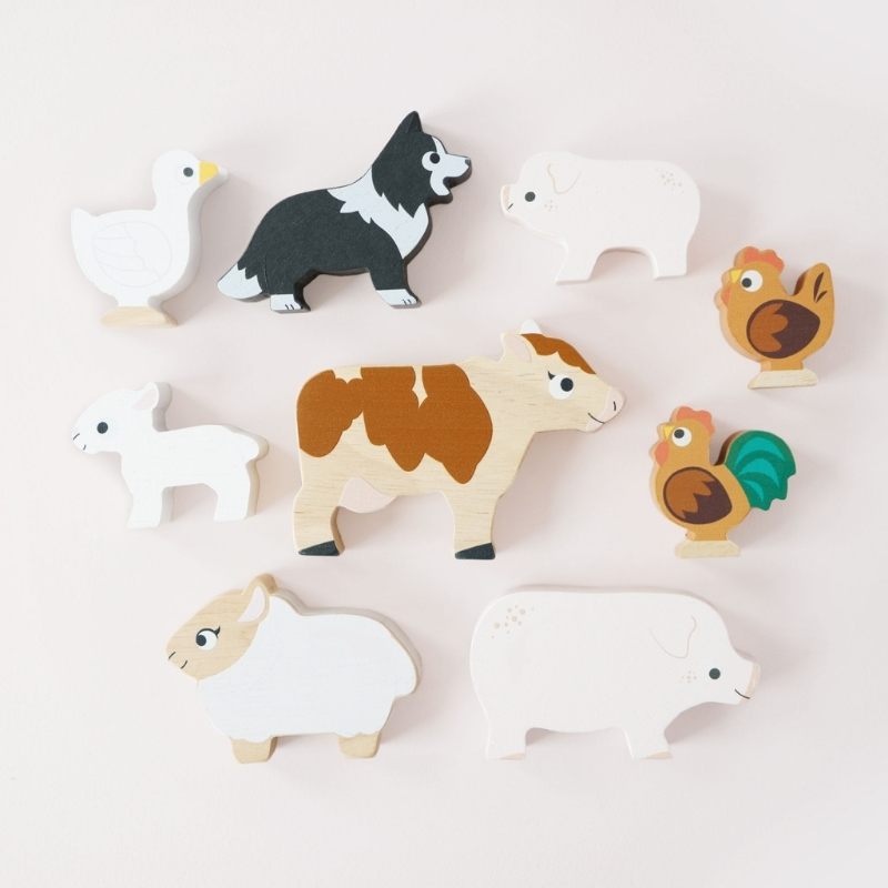 Le Toy Van Farm Stacking Animals & Bag