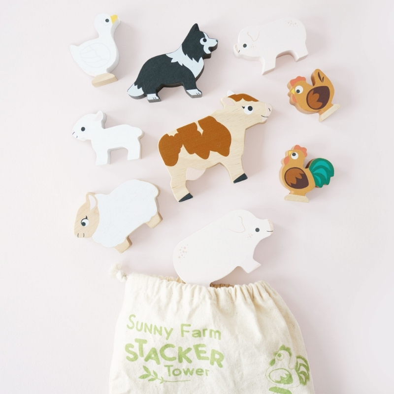 Le Toy Van Farm Stacking Animals & Bag