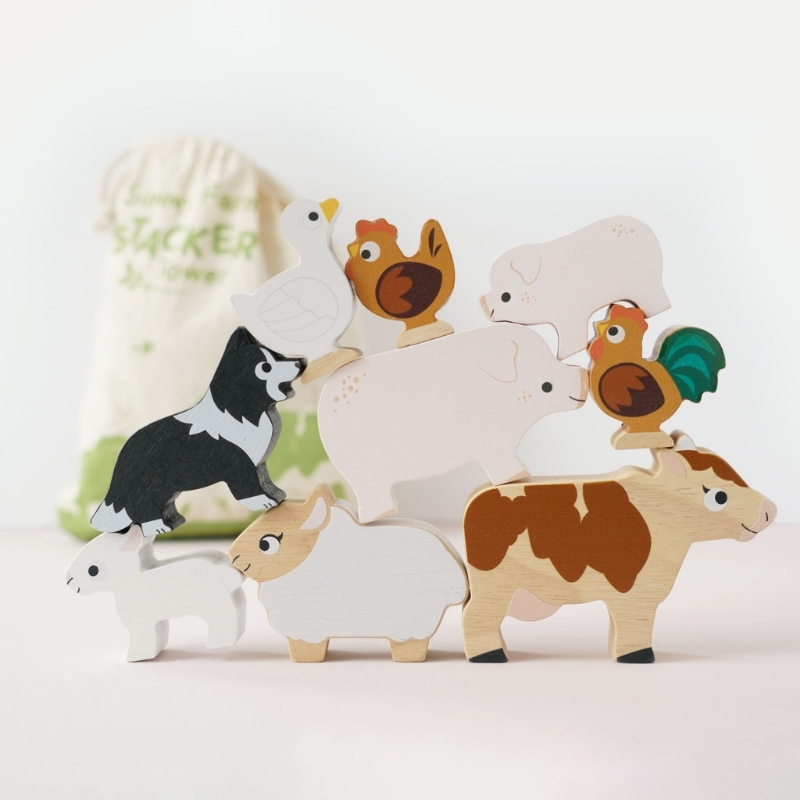 Le Toy Van Farm Stacking Animals & Bag