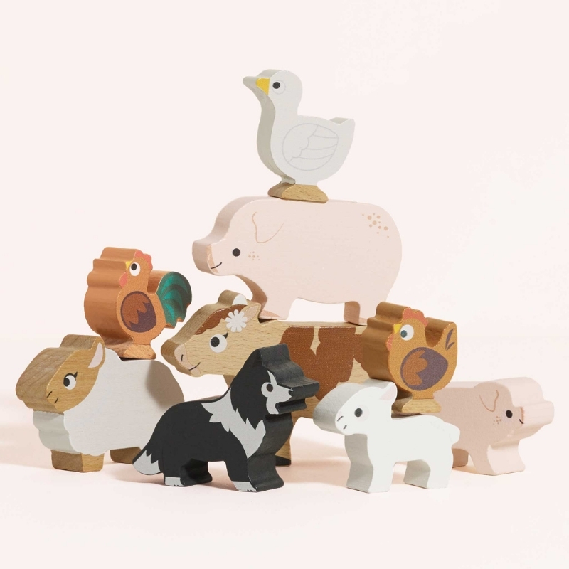 Le Toy Van Farm Stacking Animals & Bag