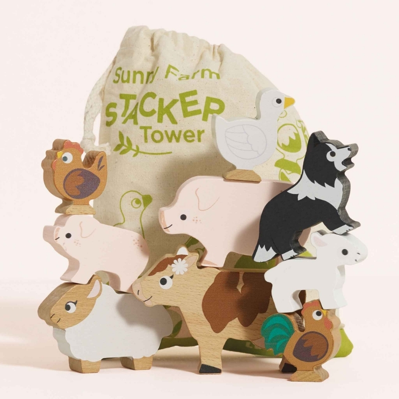 Le Toy Van Farm Stacking Animals & Bag