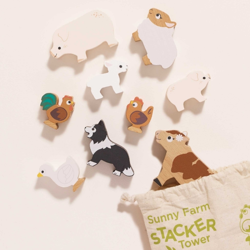 Le Toy Van Farm Stacking Animals & Bag