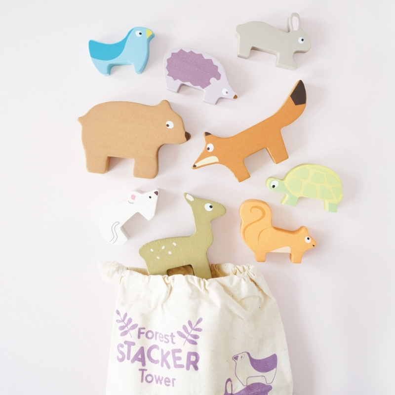 Le Toy Van Forest Stacking Animals & Bag