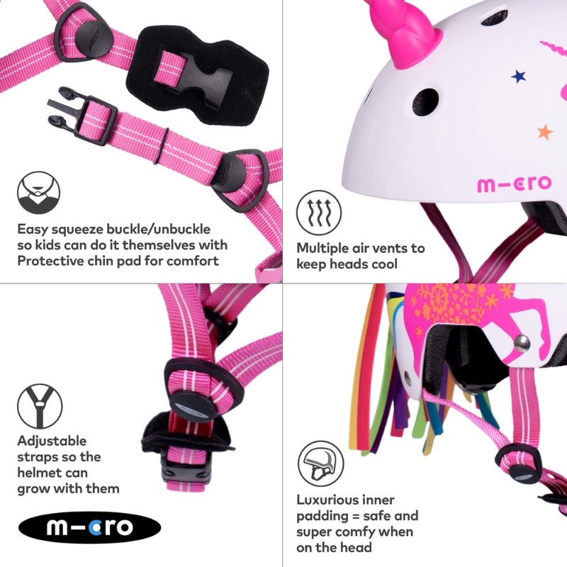 Micro Scooter Deluxe 3D Helmet - Unicorn