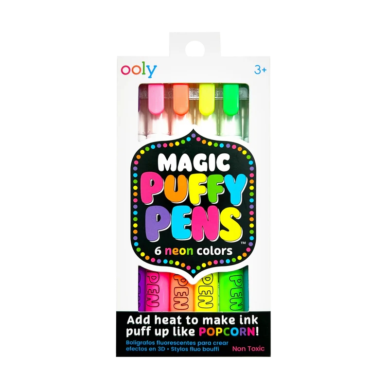 Ooly Magic Neon Puffy Pens - Set Of 6