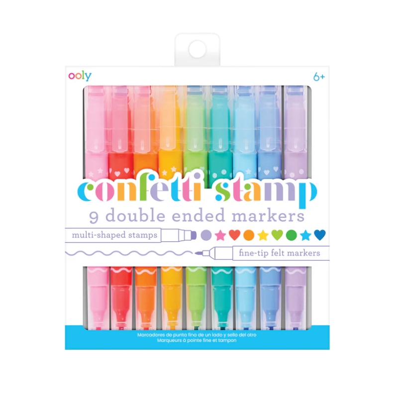 Ooly Confetti Stamp Double-Ended Markers - Set of 9