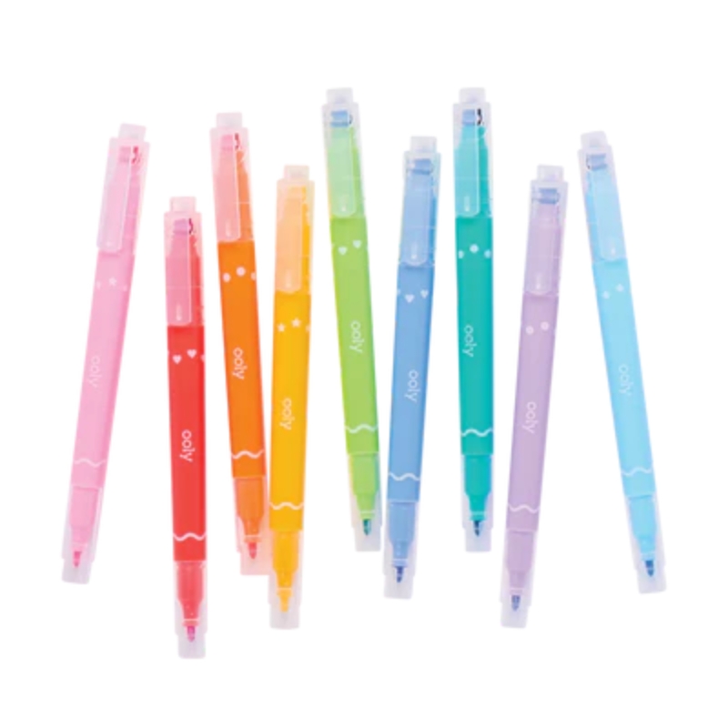 Ooly Confetti Stamp Double-Ended Markers - Set of 9