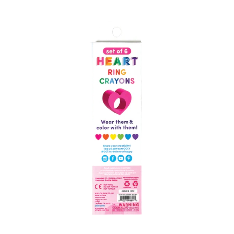 Ooly Heart Ring Crayons - Set of 6