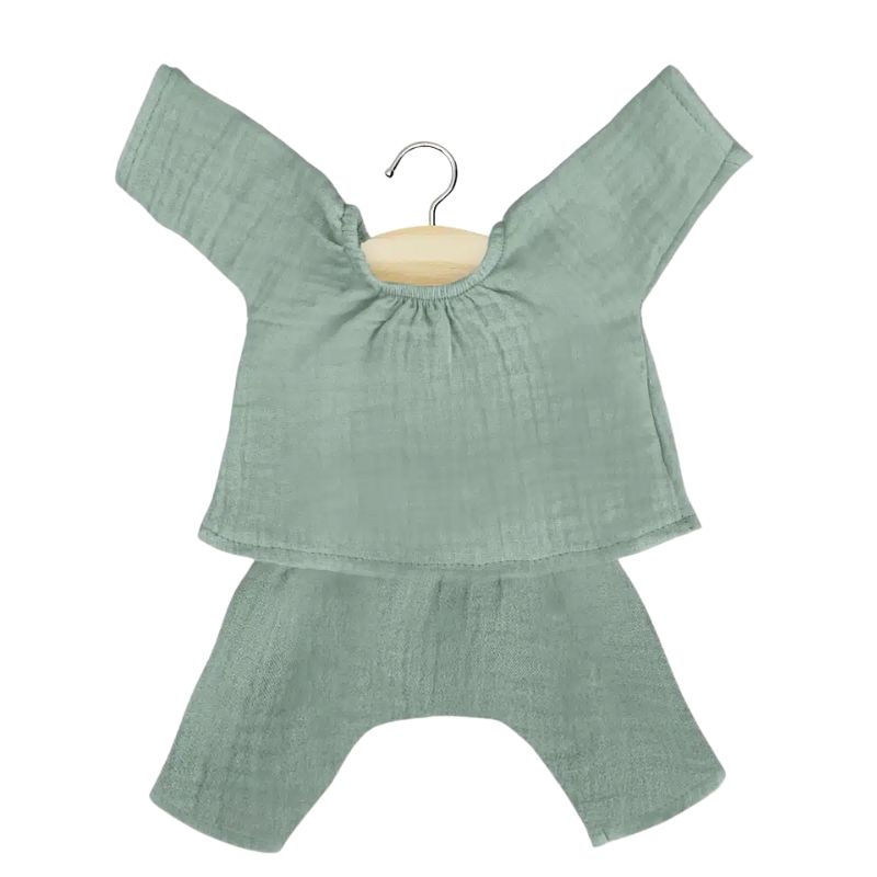 Minikane Jana Set in Baltic Green Cotton Gauze - 34cm