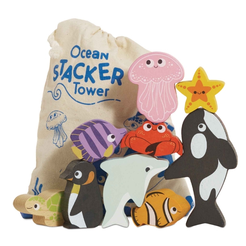 Le Toy Van Ocean Stacking Animals & Bag