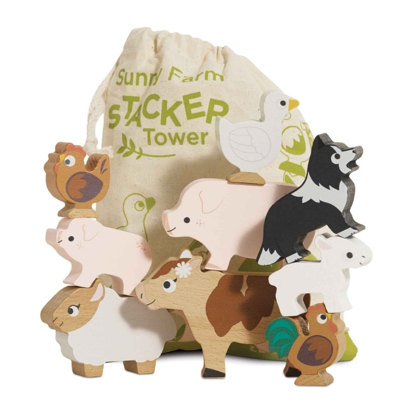 Le Toy Van Farm Stacking Animals & Bag