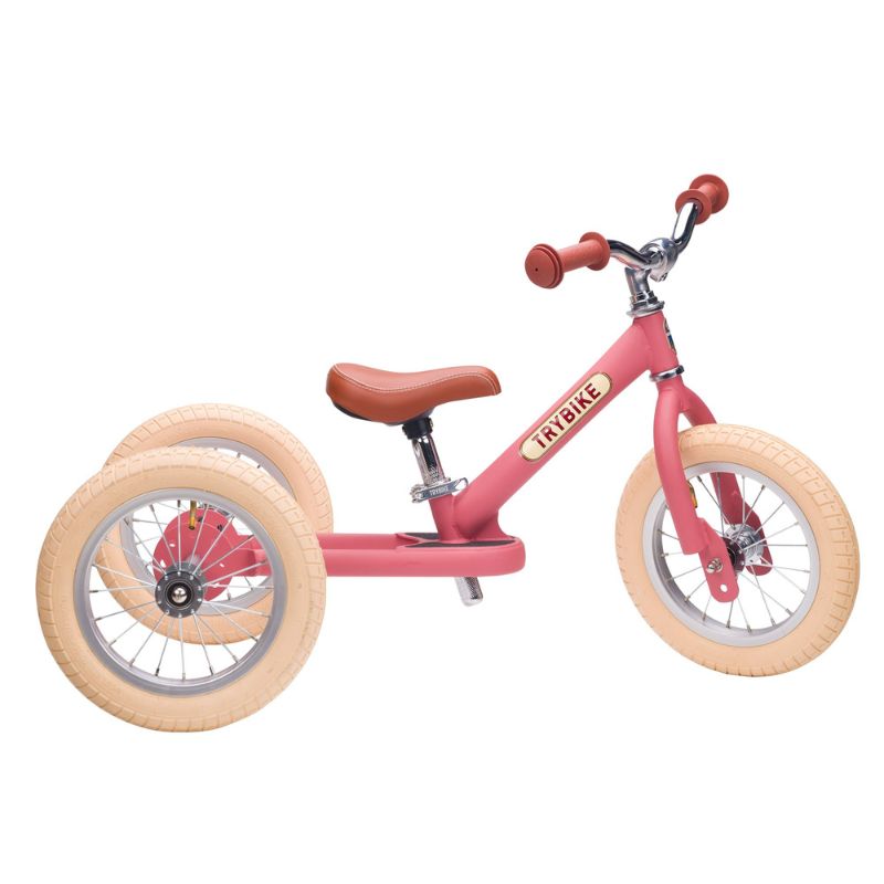 Trybike Matte 2-In-1 Balance Trike - Vintage Pink